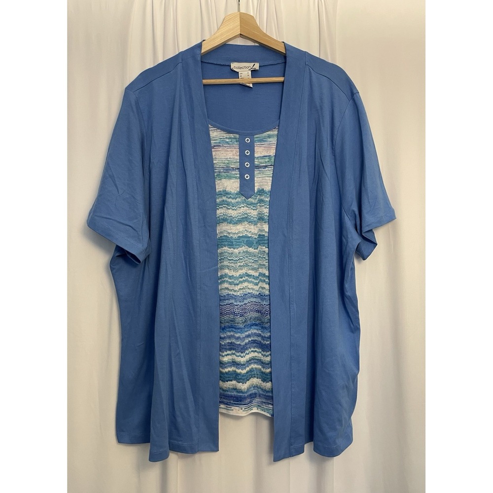 Collection Woman's Size‎ 20 No Close Cardigan With Married Undershirt Tunic Blue